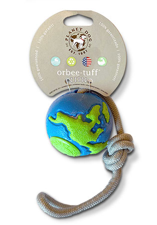 The Orbee Tuff - Orbee World Blue and Green Ball on a String